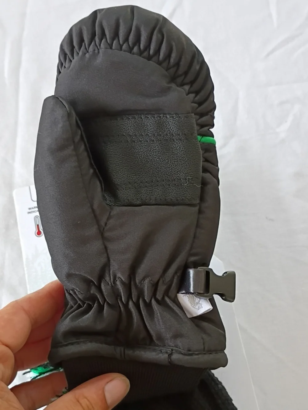 NWT Rugged Bear Kids Green & Charcoal Pom Hat Matching Ski Mittens 2-3 Year Boy